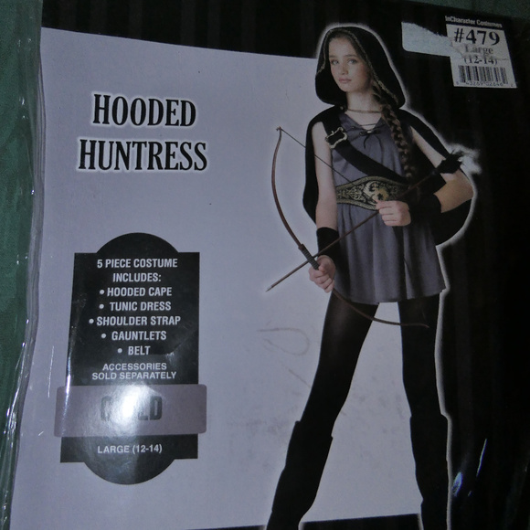 Child Hooded Huntress Costume Size Large (12-14) - Picture 1 of 3